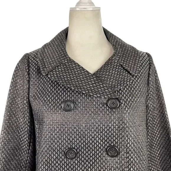 J. Crew Collection Stormy Tweed Lille Silk Overcoat Jacket Gunmetal Gray Size 10 - Picture 2 of 15